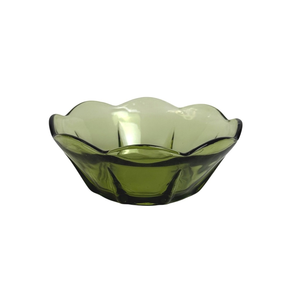 Anchor Hocking Swedish Modern Avocado Green Dip Replacement Bowl Scalloped Edge